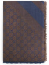 jacquard GG square muffler blue brown - GUCCI - BALAAN.