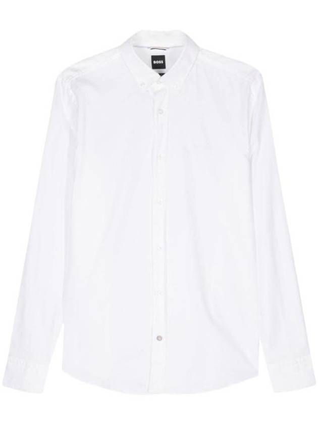 Embroidered Logo Long Sleeve Shirt White - HUGO BOSS - BALAAN 1