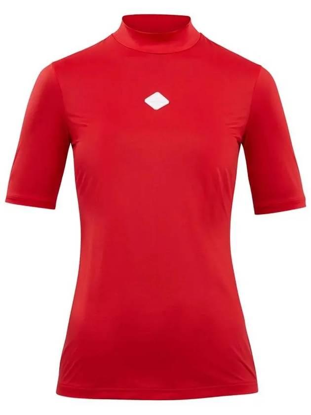 Women's Billy Logo High Neck Short Sleeve T-Shirt Barbados Cherry - J.LINDEBERG - BALAAN 3