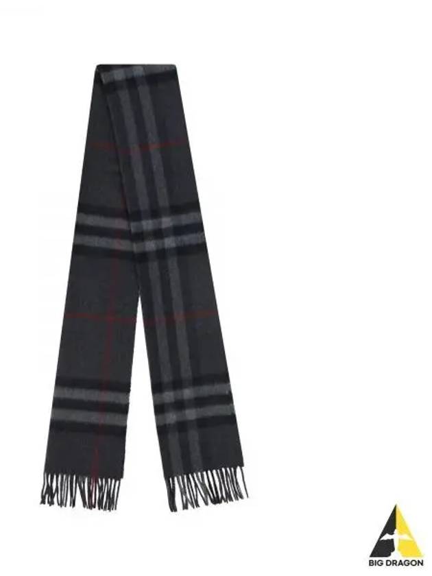 Check Cashmere Scarf Charcoal - BURBERRY - BALAAN 2