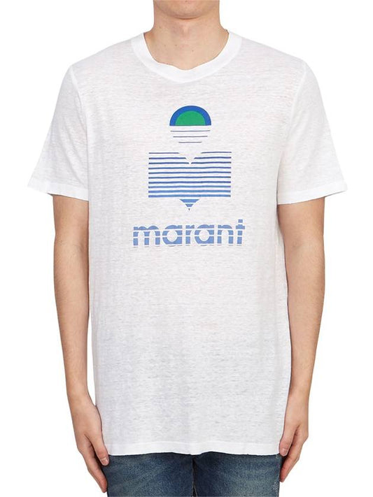 Karman Logo Linen Short Sleeve T-Shirt White - ISABEL MARANT - BALAAN 2