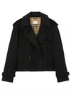 Double Breasted Crop Trench Coat Black - BURBERRY - BALAAN 2