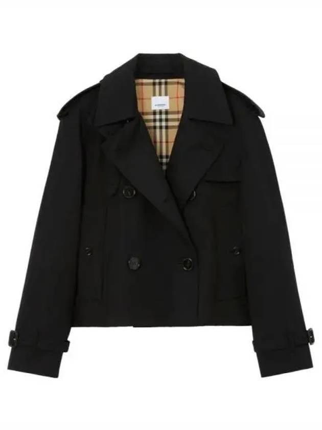 Double Breasted Crop Trench Coat Black - BURBERRY - BALAAN 2