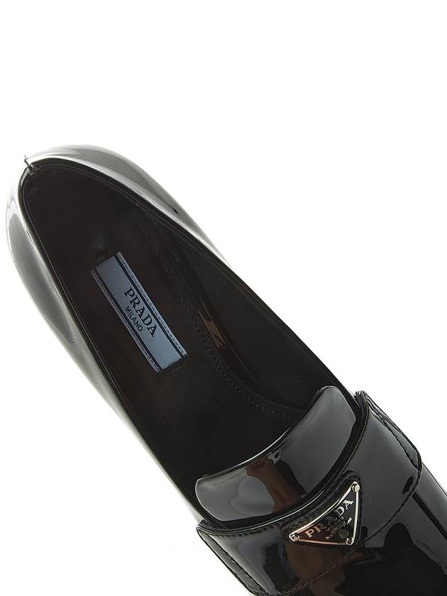 Enamel Metal Triangle Logo Loafers Black - PRADA - BALAAN 8