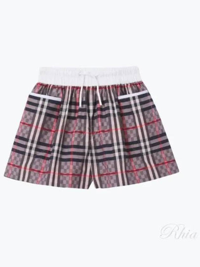 Kids Checkerboard Stretch Jacquard Shorts Pale Rose - BURBERRY - BALAAN 2