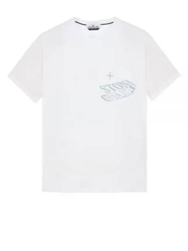 Lettering Logo Print Pocket Short Sleeve T-shirt White - STONE ISLAND - BALAAN 2