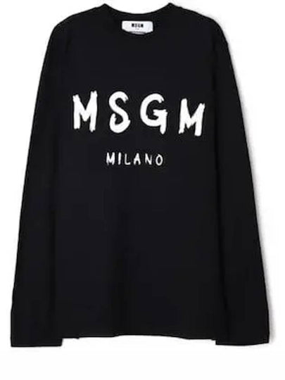 Milano Brushed Logo Cotton Long Sleeve T-Shirt Black - MSGM - BALAAN 2