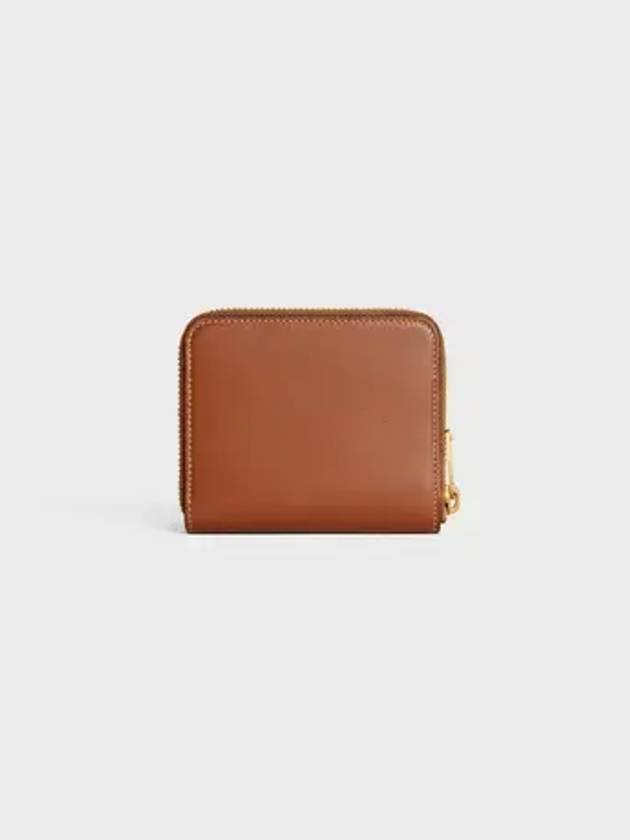 Cuir Triomphe Compact Smooth Calfskin Half Wallet Tan - CELINE - BALAAN 4