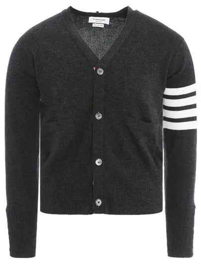 Men's Diagonal Classic Cashmere Cardigan Dark Grey - THOM BROWNE - BALAAN 2