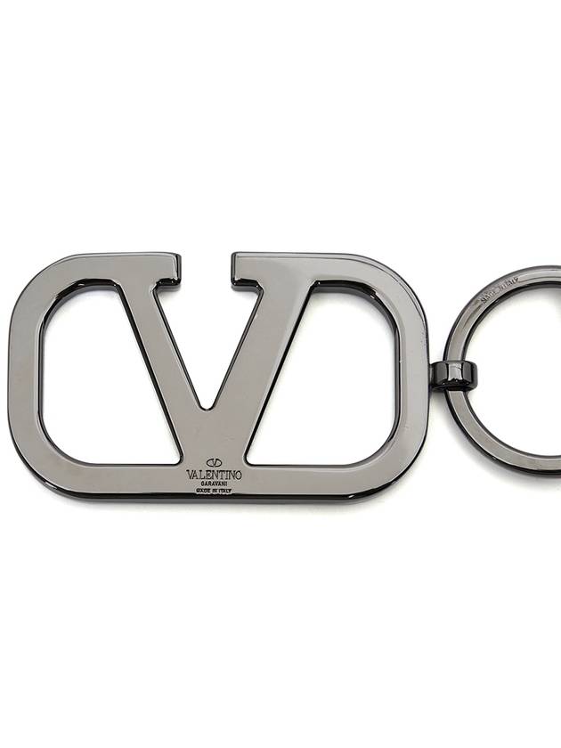 V Logo Signature Key Ring Silver Brown - VALENTINO - BALAAN 9