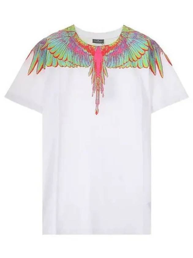 Men's Fluo Wing Print Short Sleeve T-Shirt White - MARCELO BURLON - BALAAN 2