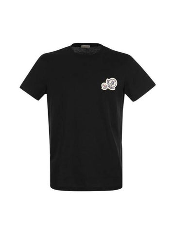 Double Logo Short Sleeve T-Shirt Black - MONCLER - BALAAN 1