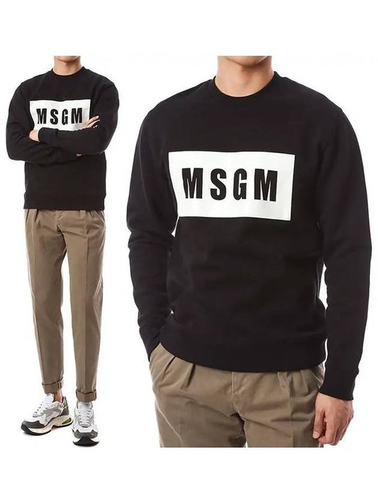 Men's Box Logo Cotton Sweatshirt Black - MSGM - BALAAN 2