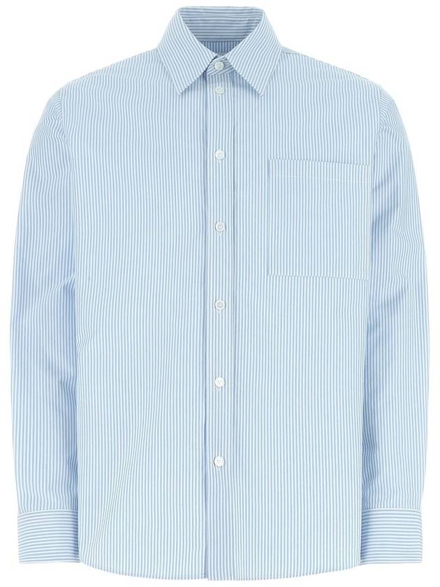 Women's Pinstripe Compact Cotton Shirt Pale Blue - BOTTEGA VENETA - BALAAN 2