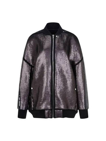 WOMEN Sequin Wool Jumbo Flight Jacket Black 270528 - RICK OWENS - BALAAN 1