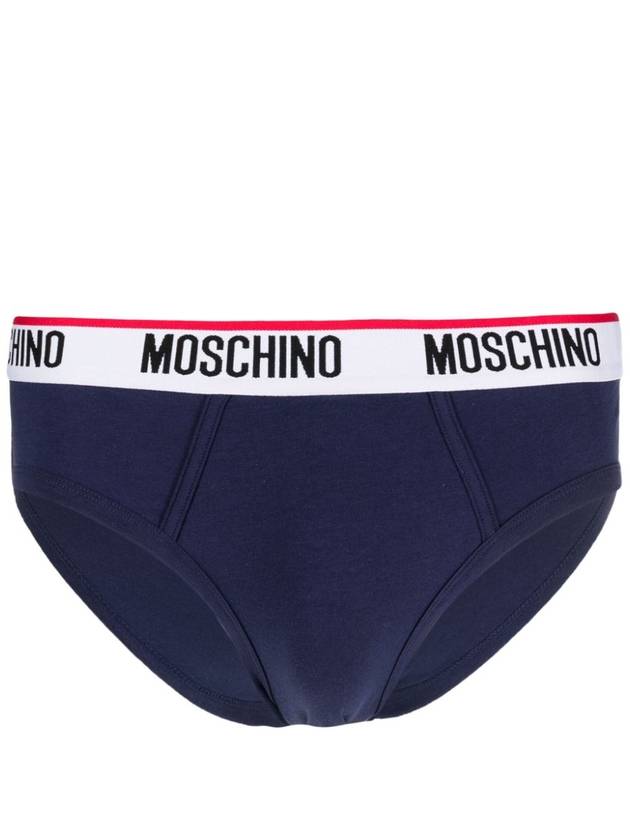 Logo Waistband 2 Pack Briefs Navy - MOSCHINO - BALAAN 3