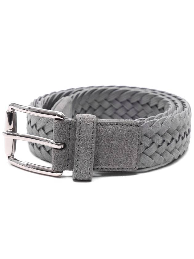 Woven Suede Buckle Leather Belt Grey - TOD'S - BALAAN 4