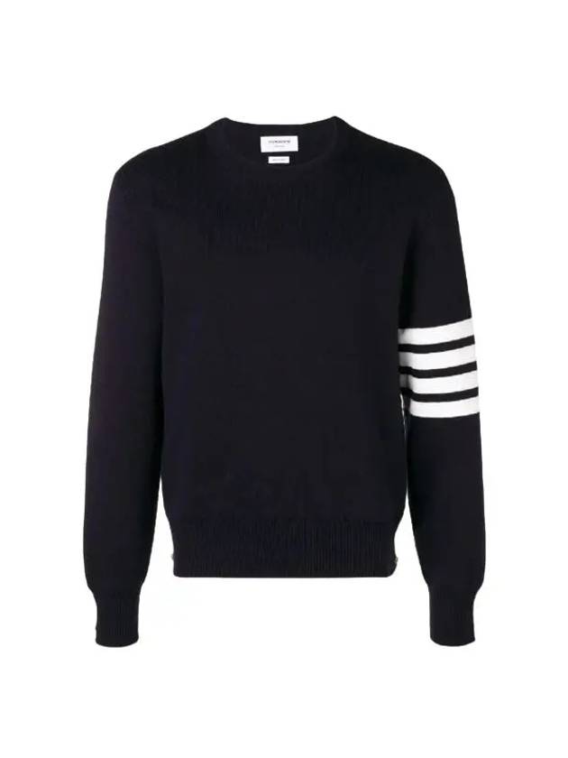 4 Bar Armband Milano Stitch Knit Top Navy - THOM BROWNE - BALAAN 4