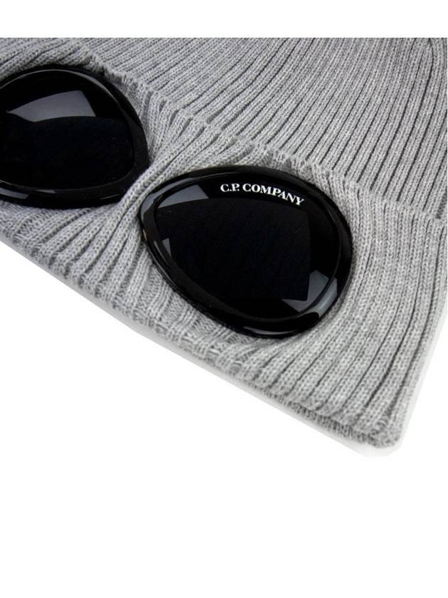 Goggle Detail Merino Wool Beanie Grey Melange - CP COMPANY - BALAAN 6