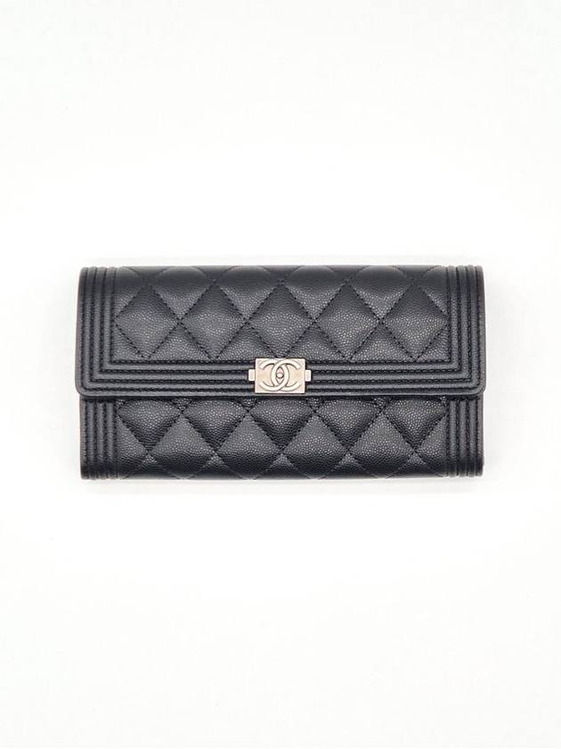 Boy Silver Long Flap Caviar Long Wallet Black - CHANEL - BALAAN 5