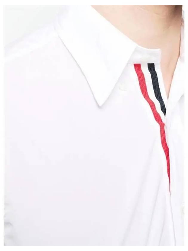 Men's Grosgrain Placket Solid Poplin Long Sleeve Shirt White - THOM BROWNE - BALAAN 3