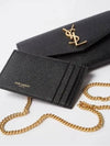 Monogram Uptown Chain Embossed Leather Long Wallet Black - SAINT LAURENT - BALAAN 6