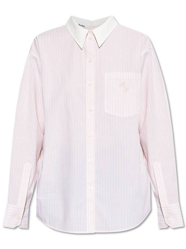 Acne Studios Shirt With Logo, Women's, Pink - ACNE STUDIOS - BALAAN 1