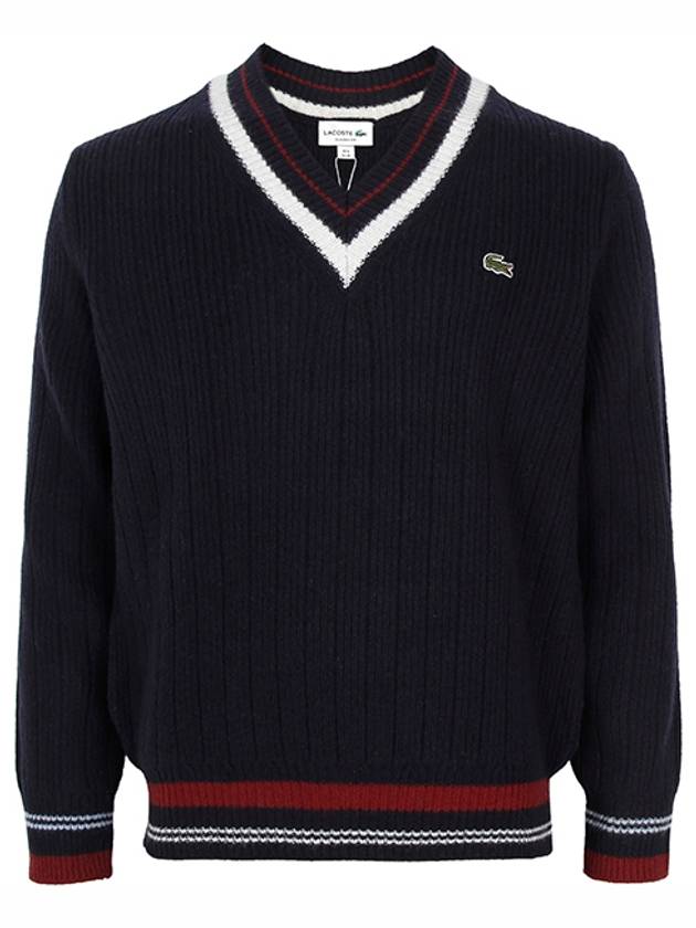 Tennis Style Wool Knit Top Blue - LACOSTE - BALAAN 2