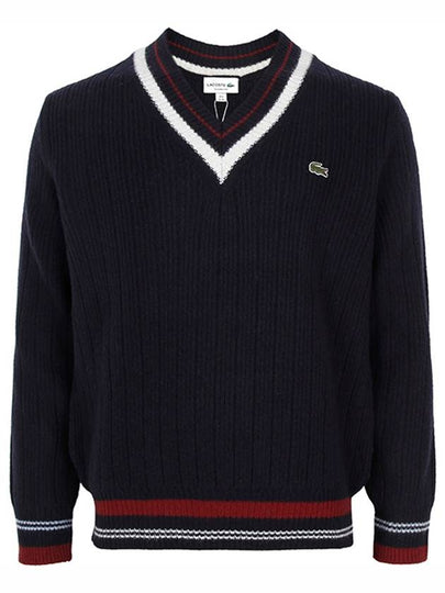 Tennis Style Wool Knit Top Blue - LACOSTE - BALAAN 2