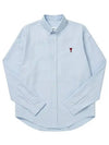 Heart Logo Boxy Fit Button Long Sleeve Shirt Sky Blue - AMI - BALAAN 3