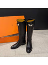 Long boots calfskin Kelly buckle silver plated black - HERMES - BALAAN 4