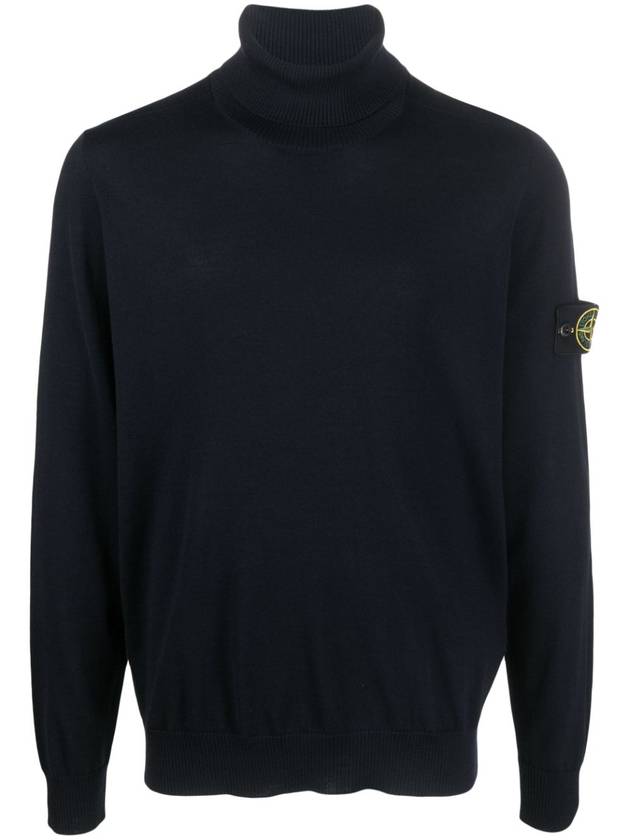 Wappen Patch Virgin Wool Turtleneck Navy - STONE ISLAND - BALAAN 3