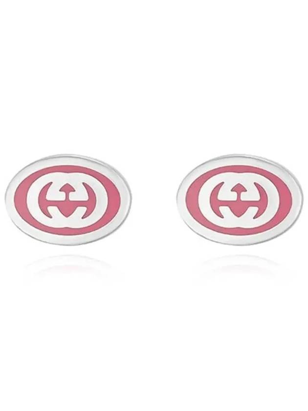 Interlocking G Sterling Enamel Earrings Silver Pink - GUCCI - BALAAN 4