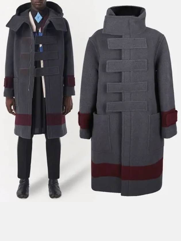 Striped Touch Strap Duffle Coat Dark Charcoal - BURBERRY - BALAAN 2