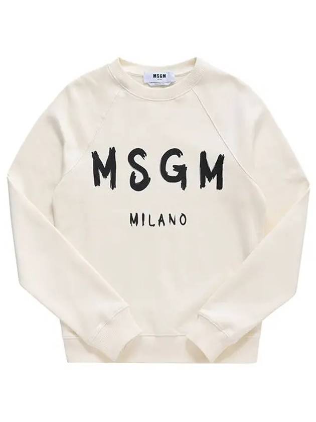 Women's Brushed Logo Crew Neck Sweatshirt Ivory - MSGM - BALAAN 1