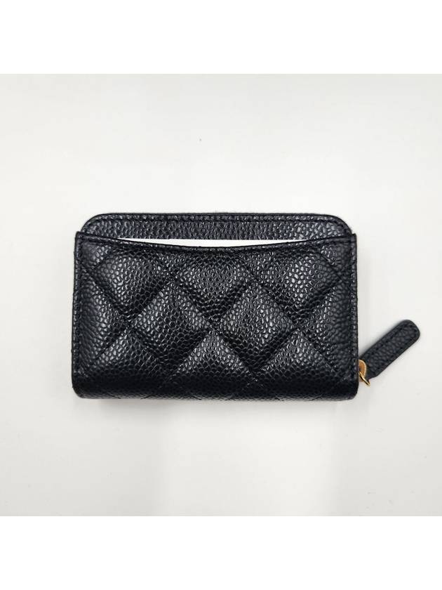 Classic Zipped Coin Purse Grained Calfskin & Gold Black - CHANEL - BALAAN 4