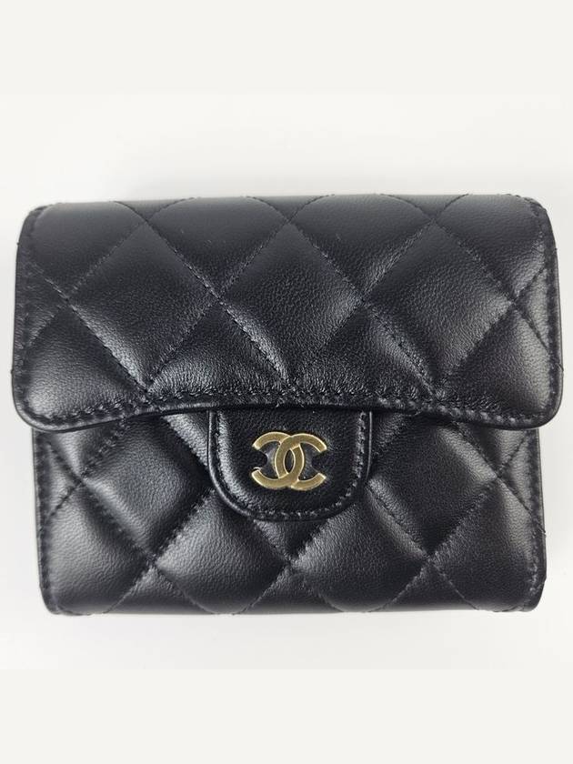 Classic Small Flap Wallet Lambskin Gold Black - CHANEL - BALAAN 3