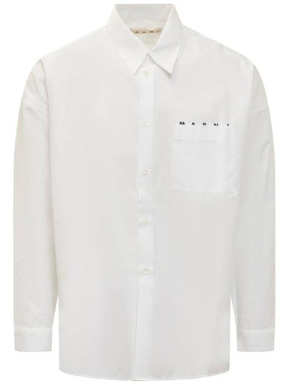 Logo Print Cotton Long Sleeve Shirt White - MARNI - BALAAN 2