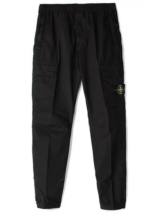 Stretch Cotton Tela Paracadute Cargo Straight Pants Black - STONE ISLAND - BALAAN 2