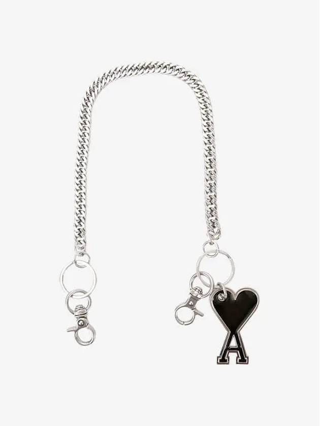 Heart Logo Chain Key Holder Black - AMI - BALAAN.