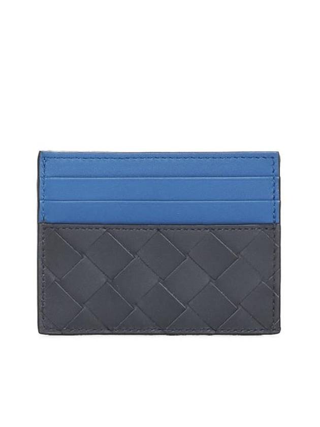 Intrecciato Two-Tone Card Wallet Blue Black - BOTTEGA VENETA - BALAAN 1