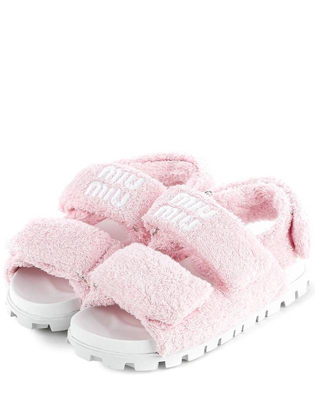 Women's Terry Cloth Logo Sandals Pink - MIU MIU - BALAAN 1