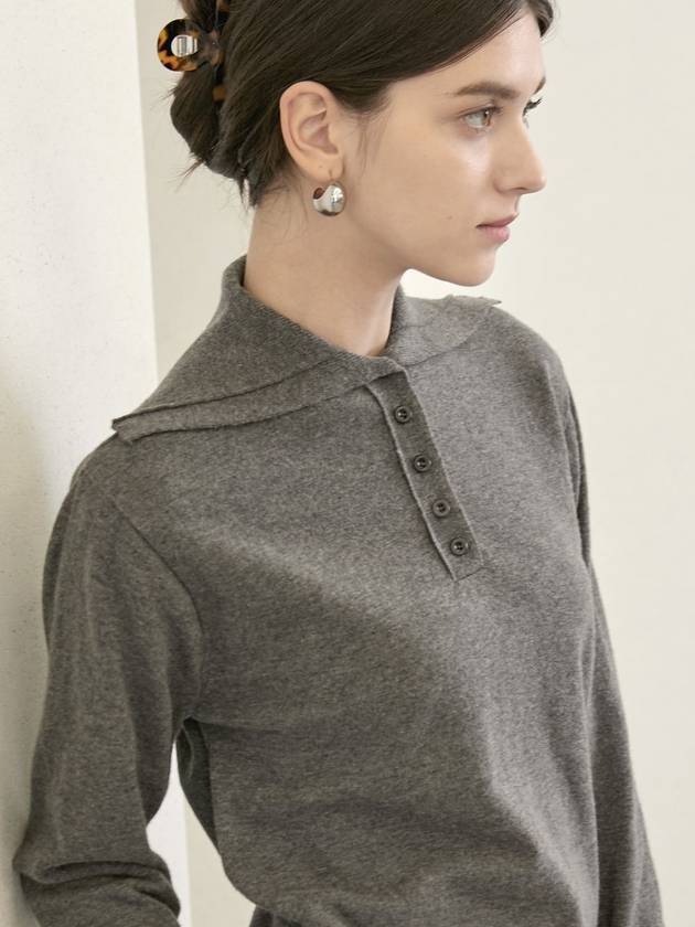 5 Button Placket Knit Top Grey - JUN BY JUN K - BALAAN 3