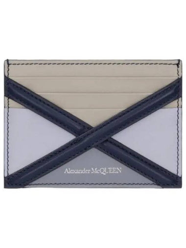 Crossover Strap Card Holder Beige Gray Wallet - ALEXANDER MCQUEEN - BALAAN 1