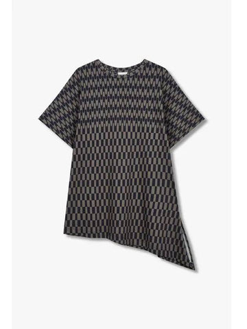 Women s Note Hem Patterned Over T Shirt Dark Brown - DRIES VAN NOTEN - BALAAN 1