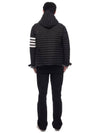 Matte Nylon 4-Bar Stripe Downfill Quilted Hoodie Padding Black - THOM BROWNE - BALAAN 6