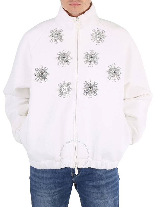 Men's Bottle Cap Detail Jersey Track Bomber Jacket White - BURBERRY - BALAAN 2