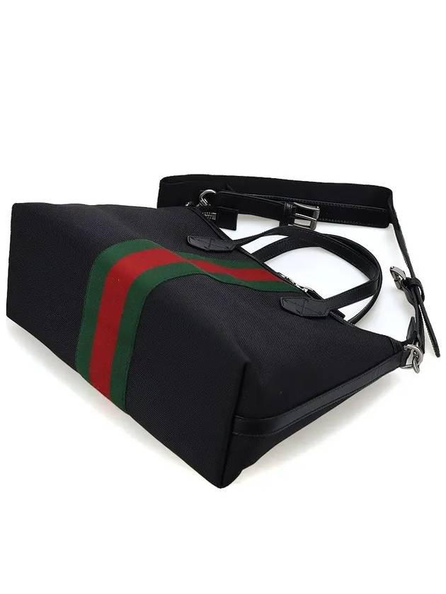 Stripe Canvas Tote Bag Black - GUCCI - BALAAN 5