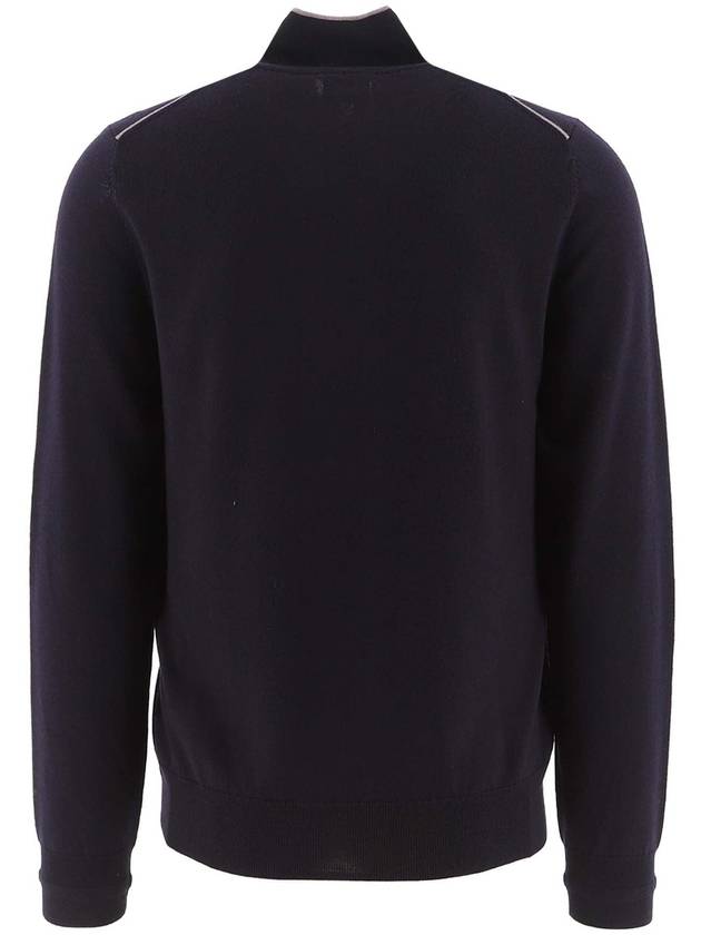 Zip Neck Merino Wool Knit Top Navy - PAUL SMITH - BALAAN 3