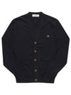 ORB Logo V-Neck Cardigan Black - VIVIENNE WESTWOOD - BALAAN 3